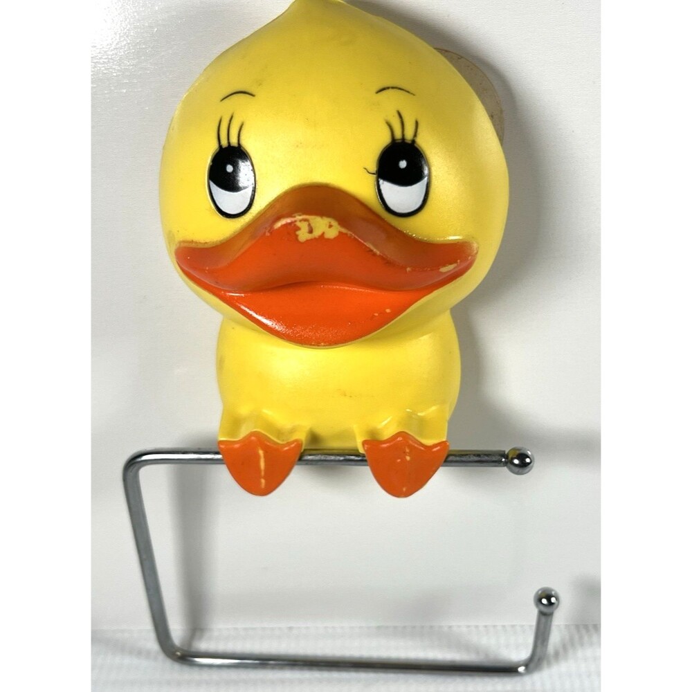 Bath Essentials Yellow Rubber Duck Towel Holder Suction Cup
